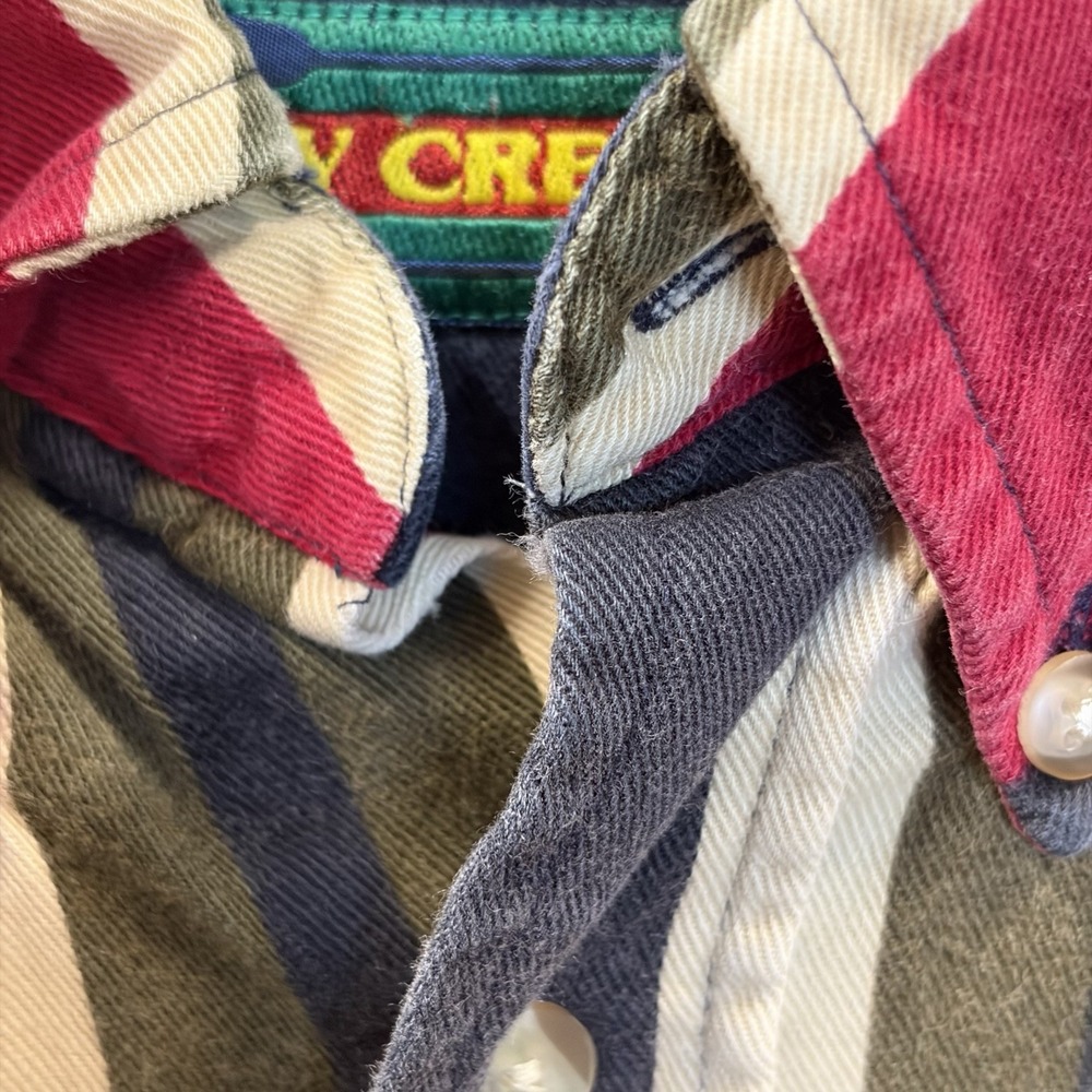 Vintage 90s Ivy Crew Mens L Shirt Striped 100% Cotton Button Down Preppy Red - Picture 7 of 11